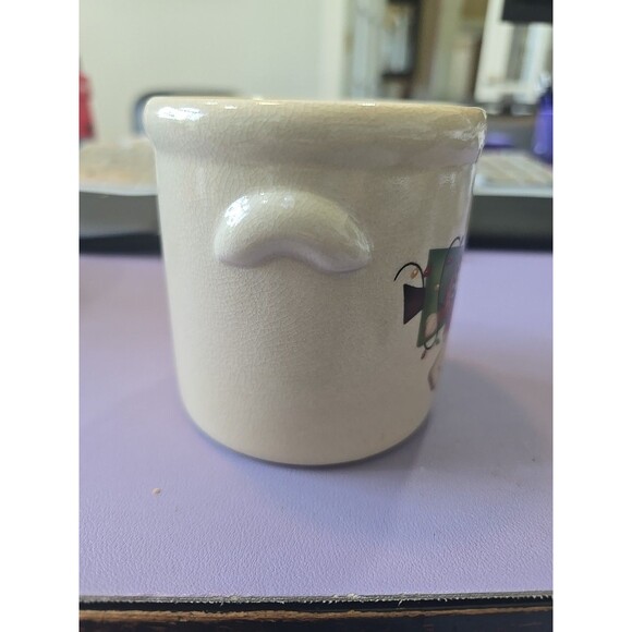 New Merry Christmas Crackled Jar Crock Snowman Tree Henton Candle Holder Small - Picture 2 of 8